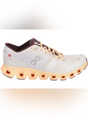 On Running Cloud  X Women's Running Shoe - Silver and Almond Peach Size 10